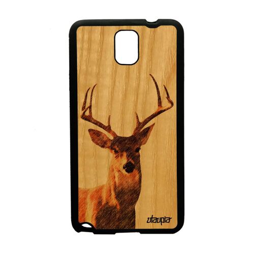 Coque cerf Note 3 bois silicone telephone brun jolie cover gibier faon brame animaux 4G case design housse nature de Samsung galaxy