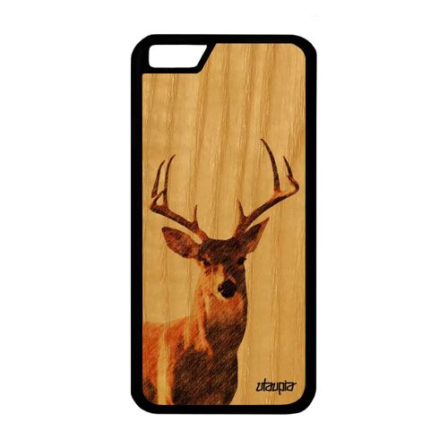 Coque En Bois Pour Iphone 6 6s Silicone Cerf Foret Nature Brame Faon Antichoc Biche Jolie Design Dessin Animaux Caoutchouc Tpu