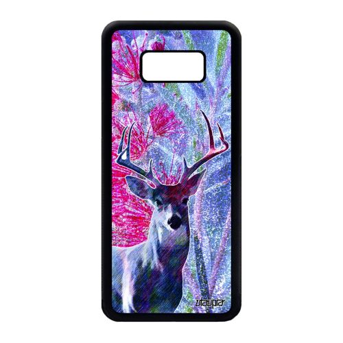 Coque silicone Galaxy S8+ Plus cerf brame bleu dessin faon design animaux animal housse biche TPU etui 4G pas cher foret de Samsung