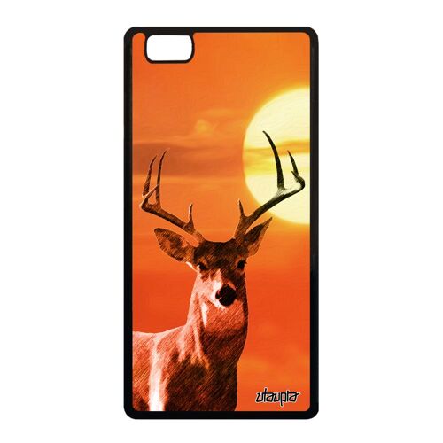 Coque P8 Lite 2015 silicone cerf orange 4G foret design cervide biche de protection animaux brame etui telephone animal faon Huawei