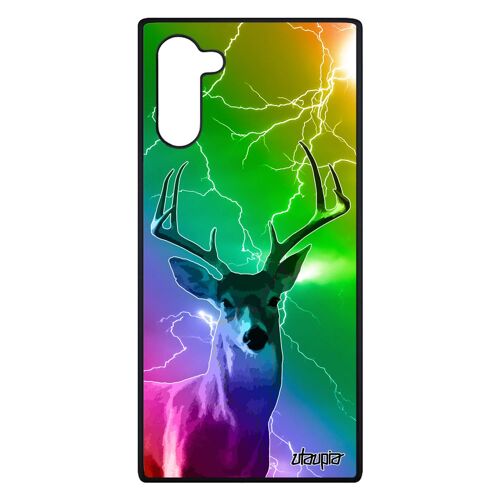 Coque Pour Galaxy Note 10 Silicone Cerf Animaux Foret Biche Gibier Portable Vert Eclair Brame Faon Housse Multicolore 4g De Samsung