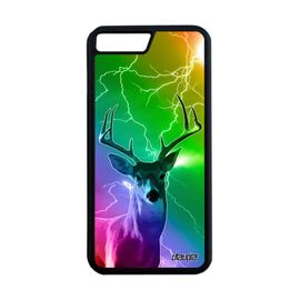 Coque Cerf Iphone 8+ Plus Silicone Multicolore Eclair Design Pas Cher Etui 4g Foret Vert Caoutchouc Animal Animaux Gibier Faon