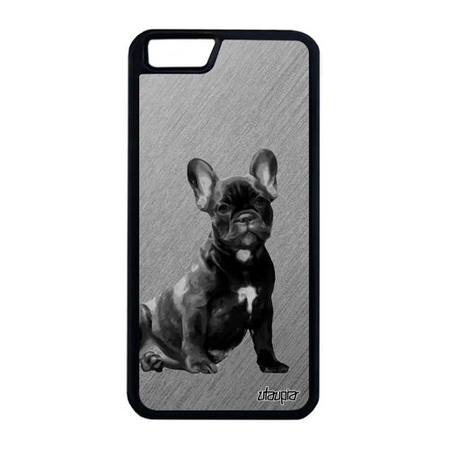 Coque En Silicone De Protection Iphone 6+ 6s+ Plus Chien Animaux Mignon Gris Design Mobile Chiot Animal Dessin Effet Noir