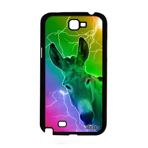 Coque Silicone Pour Galaxy Note 2 Ane Animal Mulet Gt-N7102 4g Vert Anesse Housse Multicolore Arc En Ciel De Made In France Samsung