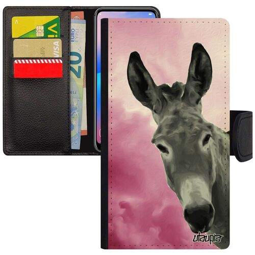 Coque P Smart 2018 Cuir Rabat Ane Animaux Telephone Rose Bourrique Mule Design À Clapet 4g Case Etui Cover Anesse Tetu Solide Huawei