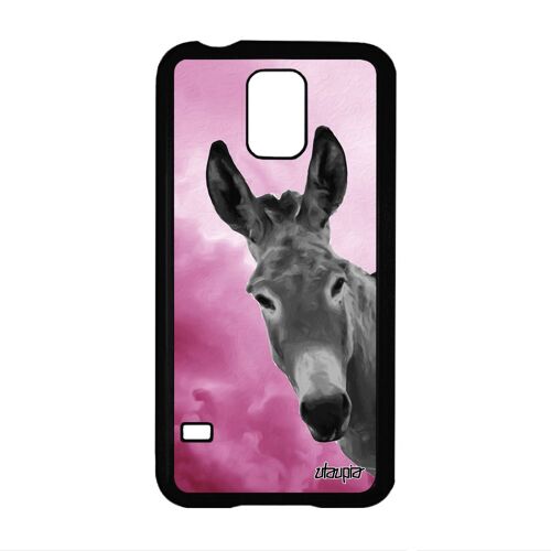 Coque Ane Pour Samsung S5 Silicone Mobile Mule Rose Etui Ciel Nuage Animaux Animal Bourrique Case Metal Design Made In France Galaxy