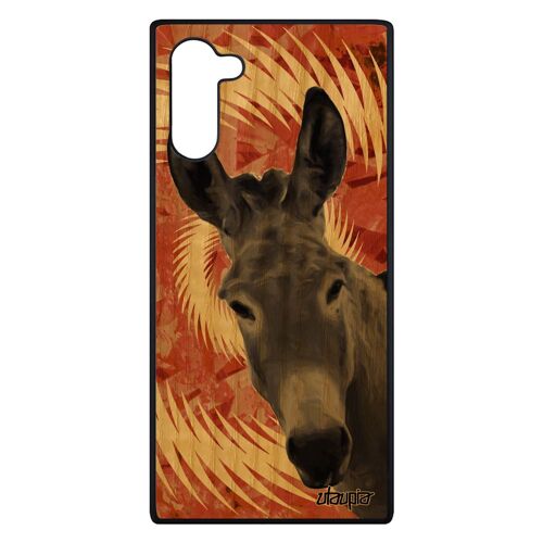 Coque ane Samsung Note 10 bois silicone mandala rigide de protection bourrique tetu orange animaux mulet design telephone galaxy