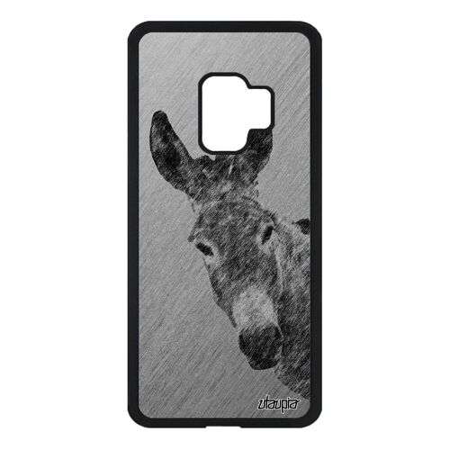 Coque ane Samsung S9 silicone effet gris bourrique case mule tetu portable animaux animal anesse dessin design made in France galaxy