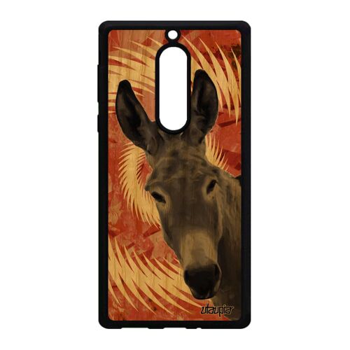 Coque bois silicone ane Nokia 5 anesse unique mandala design mobile animal portable animaux caoutchouc orange mulet frêne tetu de