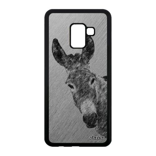 Coque Silicone Galaxy A8 2018 Ane Bumper Personnalisé Effet Animal Design Dessin Mule Telephone Portable Bourrique Gris Tetu Samsung