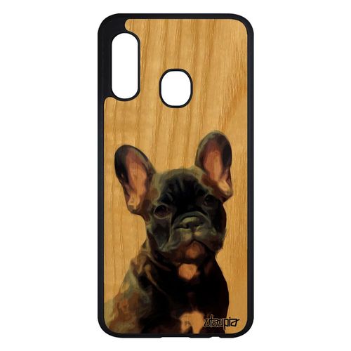 Coque Silicone Pour Samsung Galaxy A20e Bois Naturel Veritable Chien De Protection Chiot Animal Animaux Mobile Design Nature Marron