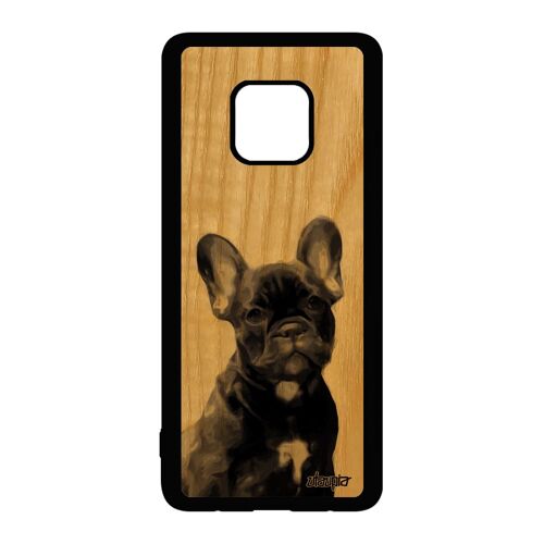 Coque Mate 20 Pro Bois Silicone Chien Antichoc Smartphone Chiot Jolie Mignon Animal Gris Motif Canin Nature Case Bulldog De Huawei