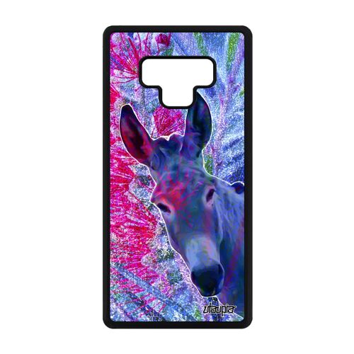Coque Samsung Note 9 silicone ane etui mulet nature bourrique bleu dessin personnalisé fleurs design tetu animal telephone de galaxy