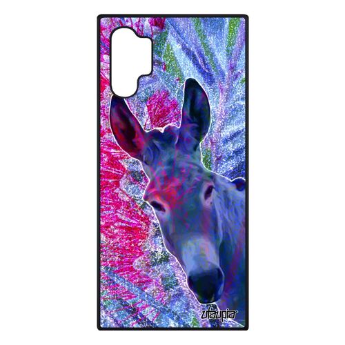 Coque pour Samsung Note 10+ Plus silicone ane design etui animaux smartphone fleurs anesse nature animal bleu tetu bourrique galaxy