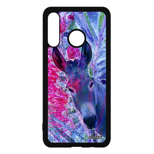 Coque en silicone Huawei P30 Lite ane personnalisé design dessin bourrique anesse bleu portable animal nature telephone fleurs tetu