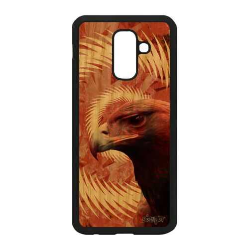 Coque silicone Samsung A6+ Plus 2018 bois aigle TPU animaux mobile animal oiseau rapace pas cher design telephone royal noir galaxy