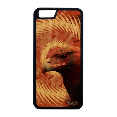Coque Pour Iphone 6+ 6s+ Plus Bois Silicone Aigle Oiseau 4g Design Noir Animaux Royal Orange Case Rapace De Made In France