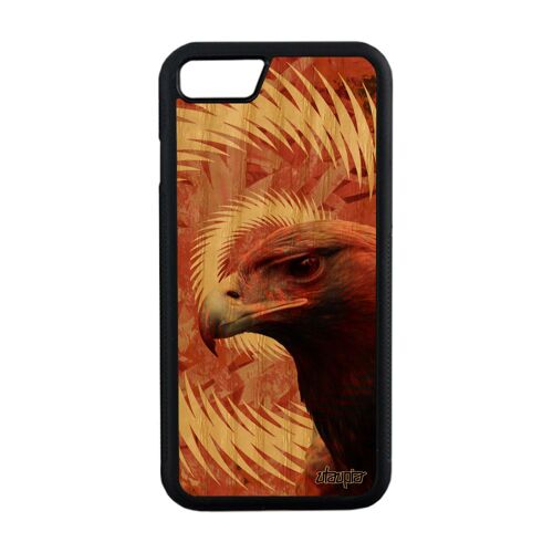 Coque iPhone 7 bois silicone aigle orange mandala texture animaux personnalisé case TPU rapace royal oiseau de made in France