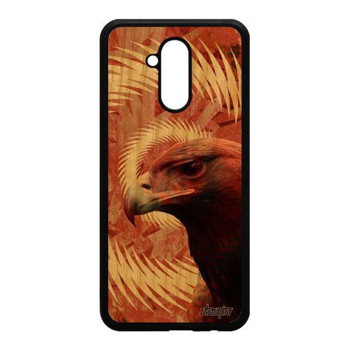 Coque silicone Mate 20 lite bois aigle etui original portable animaux oiseau orange design rigide royal animal mandala rapace Huawei