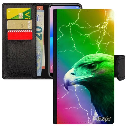 Coque Pour Iphone 14 Aigle Oiseau Eclair Design Arc En Ciel Noir Smartphone Unique Royal Vert Animaux Animal Magnetique Rapace