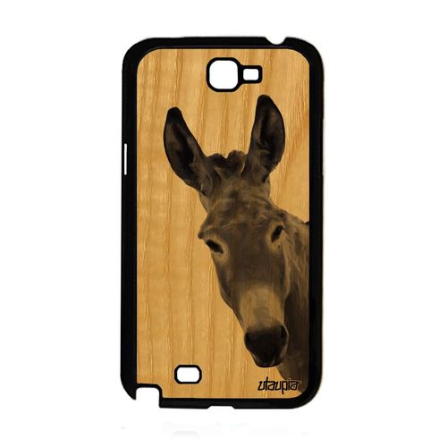 Coque Pour Samsung Galaxy Note 2 En Bois Silicone Ane Mulet Animal Portable Gris Bourrique Nature Design Animaux Etui Jolie Rigide