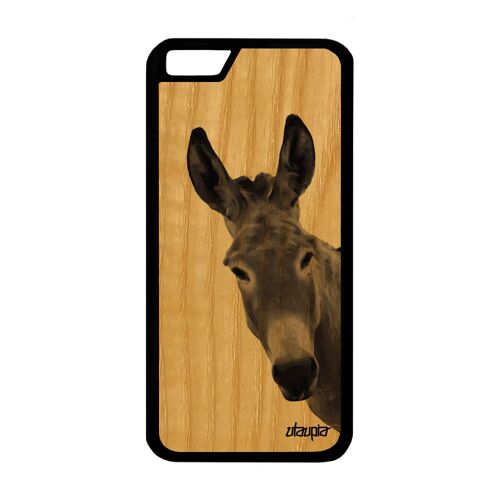 Coque ane pour iPhone 6 6S bois silicone gris mulet souple bourrique housse nature animal jolie case tetu anesse design rigide