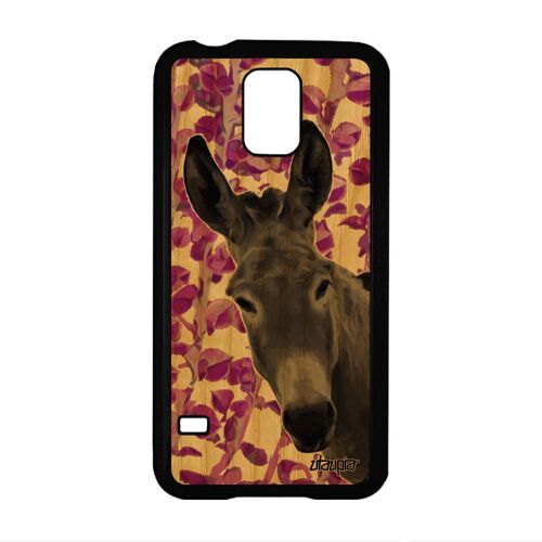 Coque pour S5 bois naturel silicone ane TPU rose case design nature anesse mobile housse animal SM-G901F mule animaux Samsung galaxy