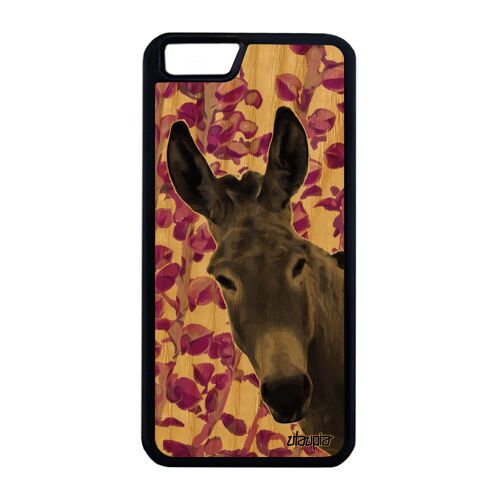 Coque Iphone 6+ 6s+ Plus En Bois Silicone Ane Case Animaux Rose Unique Mule Nature Rigide Tetu Plante Design Noir Bourrique De
