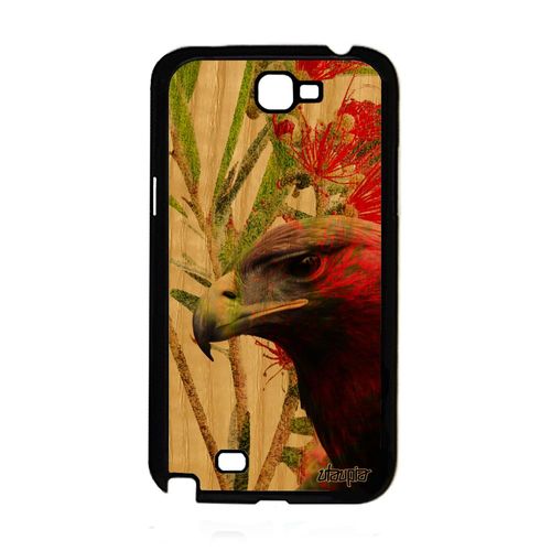 Coque Bois Silicone Aigle Pour Galaxy Note 2 Design Peinture Royal Vert Antichoc Animal Oiseau Fleurs Animaux 4g Telephone Samsung