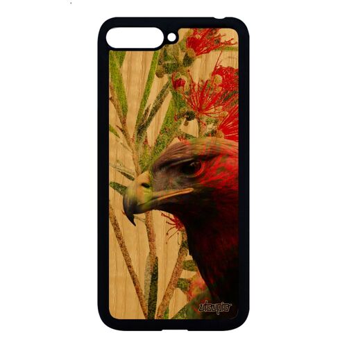 Coque bois aigle Y6 2018 silicone case royal oiseau 4G design rapace de protection vert peinture animaux telephone original Huawei