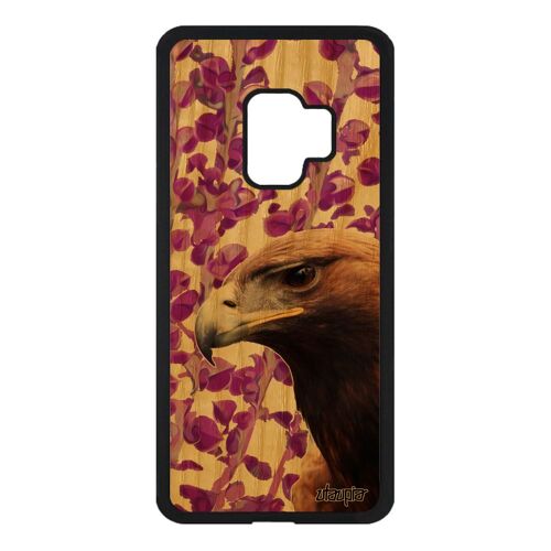 Coque Samsung S9 Bois Silicone Aigle Design Nature Rose Mobile Animal Telephone Noir Plante Rapace Antichoc De Made In France Galaxy