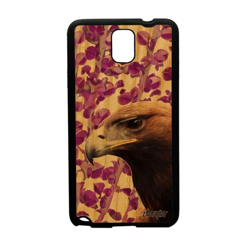 Coque Samsung Galaxy Note 3 bois silicone aigle animal plante case bumper nature royal rose housse animaux oiseau smartphone rapace