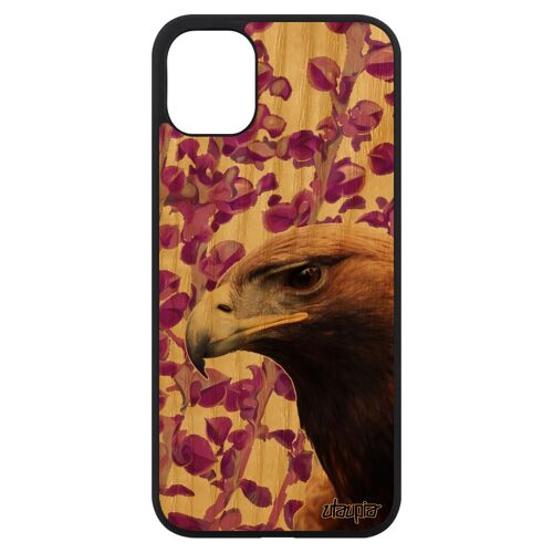 Coque En Vrai Bois Pour Iphone 11 Silicone Aigle Rapace Royal Telephone De Protection Etui Plante Oiseau Unique Mobile Nature