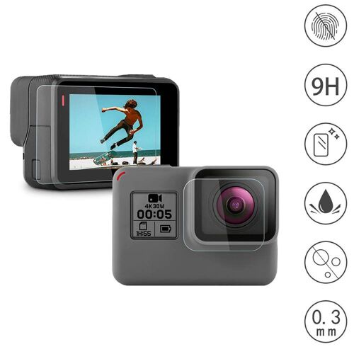 ®cBOX pour GoPro HERO Black 8 - kit de 3 Film Protecteur en Verre Trempé: Ecran, objectif et LCD dig