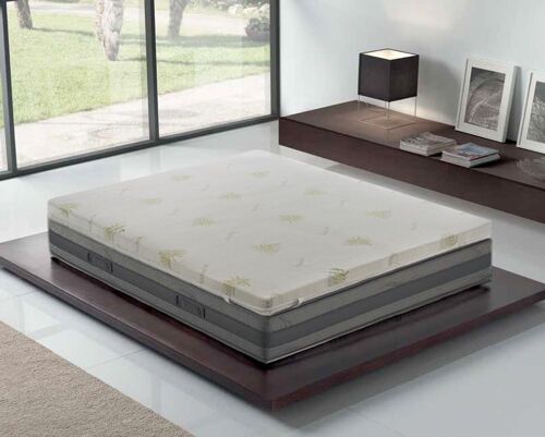 Sur-matelas 120x200 en mousse à  mémoire de forme de 7 cm avec revêtement amovible en aloe vera