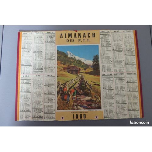 Ancien Calendrier Des Postes 1960