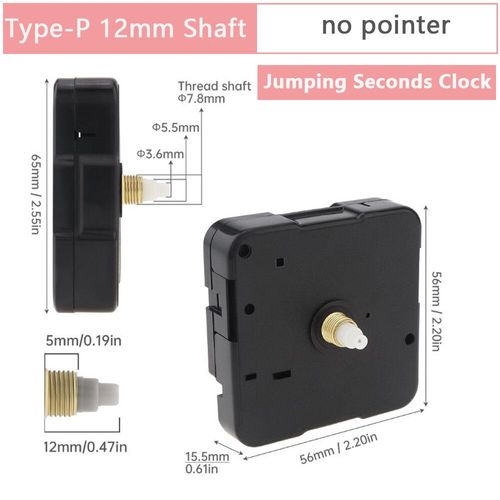 de mouvement d'horloge à arbre long à couple élevé à piles silencieuses à quartz pour la réparation d'horloge/bricolage,outils de réparation d'horloge murale - Type Type-P no pointer