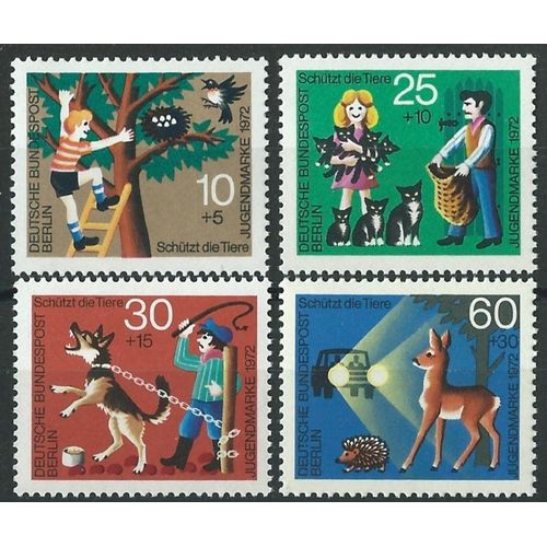 Timbres Berlin Allemagne Fédérale 1972 Protection Des Animaux Neufs** N° 383 384 385 386