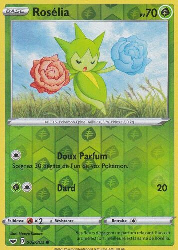 Carte Pokemon - Rosélia - 003/202 - Reverse - Épée Et Bouclier