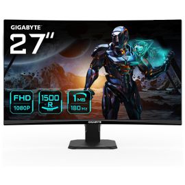 GIGABYTE GS27FC Moniteur de jeu incurvé 27" FHD - 1920 x 1080, 1500R, 180Hz, 1 ms, 250 cd/m², FreeSync Premium, HDR Ready, HDMI 2.0, DisplayPort 1.4