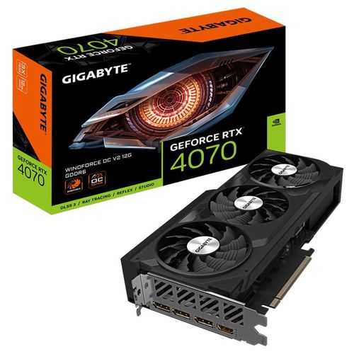 GIGABYTE GeForce RTX 4070 WINDFORCE OC V2 12G Carte graphique ¿ 12GB GDDR6, 192-bit, PCI-E 4.0, 2490MHz Fréquence coeur, 3 x DisplayPort 1.4a, 1 x HDMI 2.1a, NVIDIA DLSS 3, GV-N4070WF3OCV2-12GD