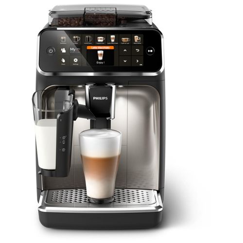 Philips LatteGo 5400 Series Noir/Chrome EP5447/90 Machine expresso broyeur, 12 boissons, carafe LatteGo