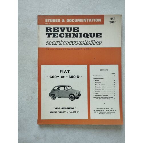 Revue Technique Fiat 600 600 D Multipla Neckar Jagst Riviera Rta Fiat 600