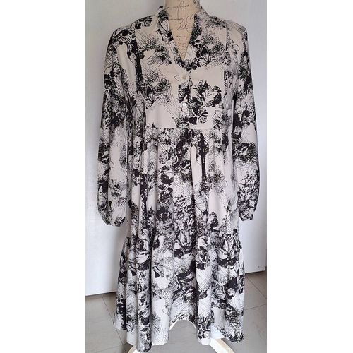 Robe Fluide À Manches Longues Bicolore