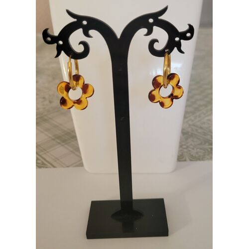 Boucles D'oreilles Anneaux Pampilles Fleurs Ambrees ! ( Modèle 5)