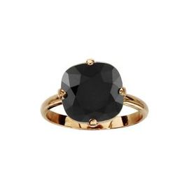 Bague Plaqué Or Pierre Carrée 4 Griffes Noires