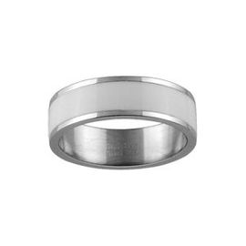 Bague Acier Rectangulaire Blanche