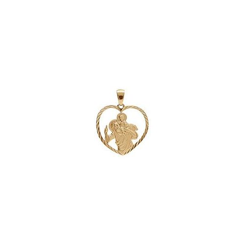 Pendentif Argent Doré Coeur 20mm Saint-Christophe Contour Diamanté