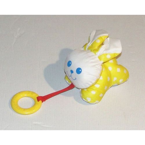 doudou lapin blanc et jaune fisher price en toile style puffalump