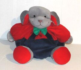 doudou chien boule gris rouge et bleu marine patapouf nounours peluche 30cm
